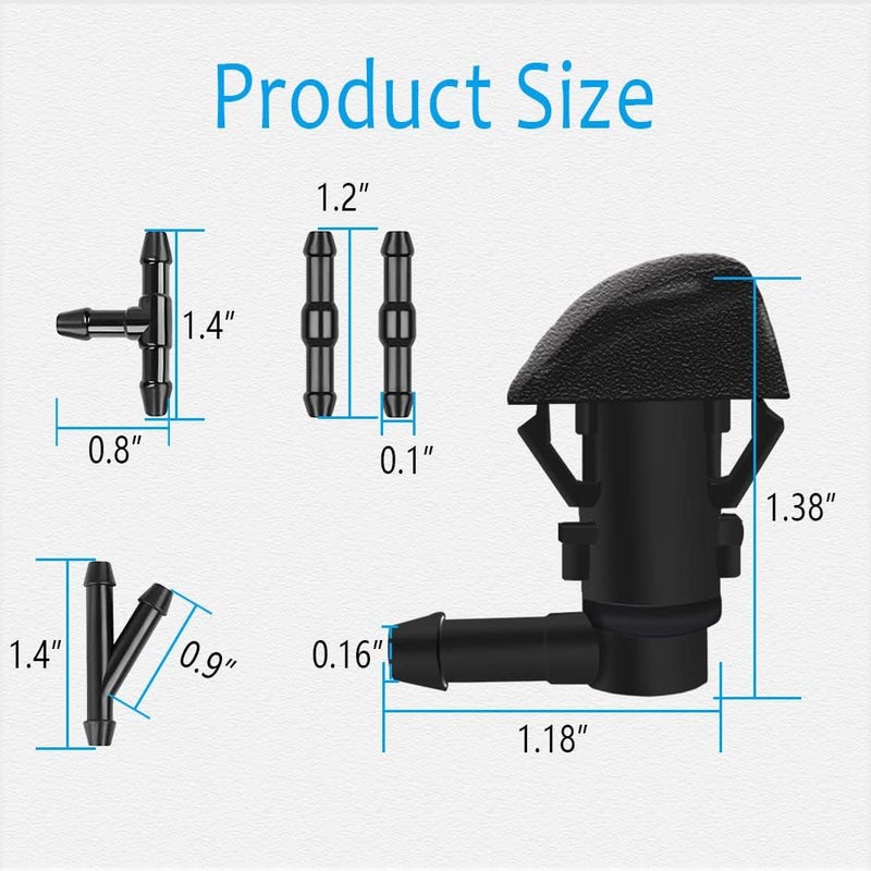 deemars Windshield Washer Nozzles Kit, Front Windshield Spray Nozzles Wiper Spray Washer Jet and Fluid Hose with Connectors for Honda Pilot 2009-2012 2014 2015, Replaces OEM #76810-SZA-A01ZA (76810-SZA-A01ZA) - Image 2